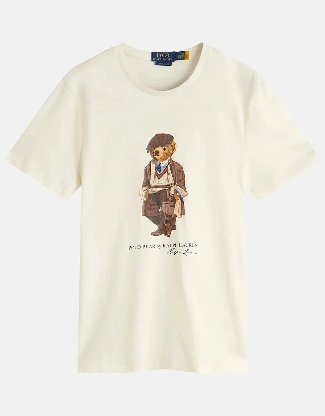 RALPH LAUREN MENS CUSTOM SLIM FIT POLO BEAR T-SHIRT DECKWASH WHITE HRTG