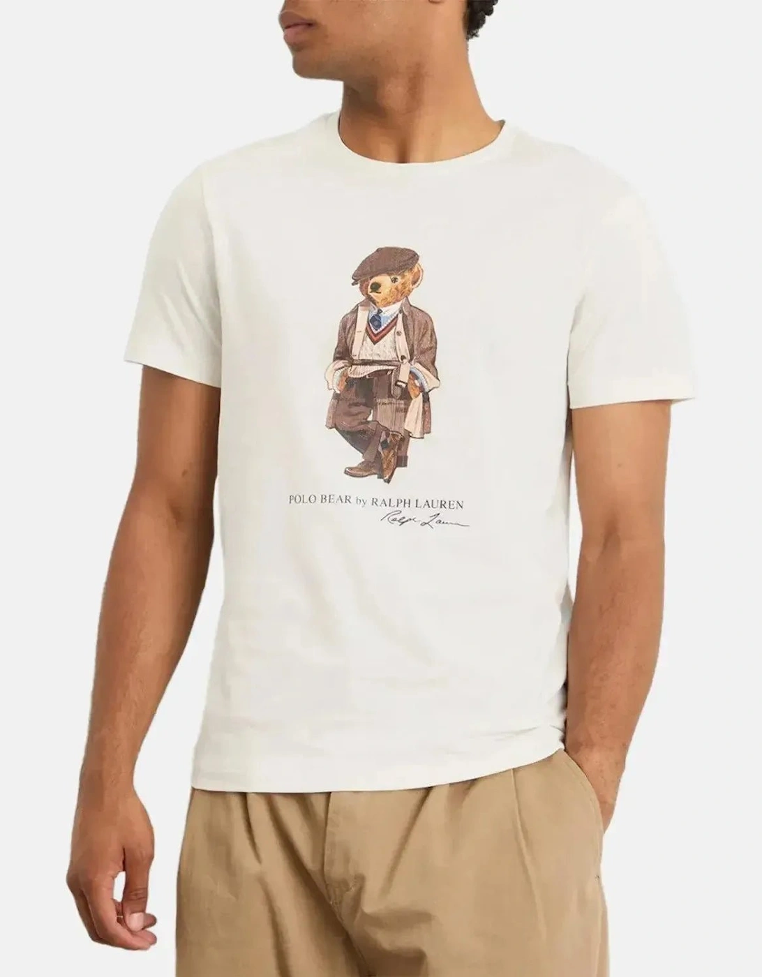 RALPH LAUREN MENS CUSTOM SLIM FIT POLO BEAR T-SHIRT DECKWASH WHITE HRTG