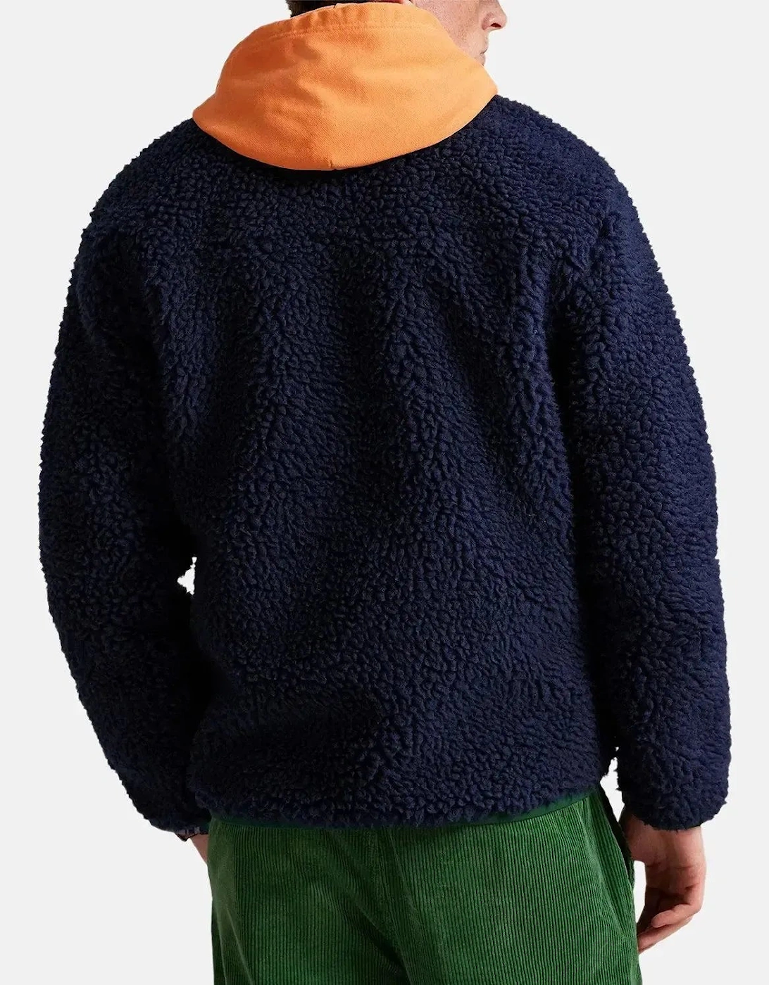 RALPH LAUREN MENS WOOL BORG LOGO SHERPA ZIP THROUGH FLEECE CRUISE NAVY