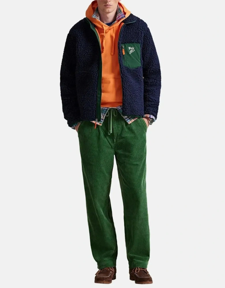 RALPH LAUREN MENS WOOL BORG LOGO SHERPA ZIP THROUGH FLEECE CRUISE NAVY