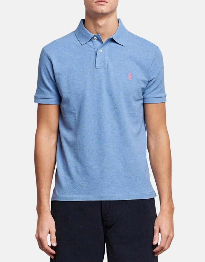 RALPH LAUREN CUSTOM SLIM FIT POLO SHIRT SOFT ROYAL HEATHER