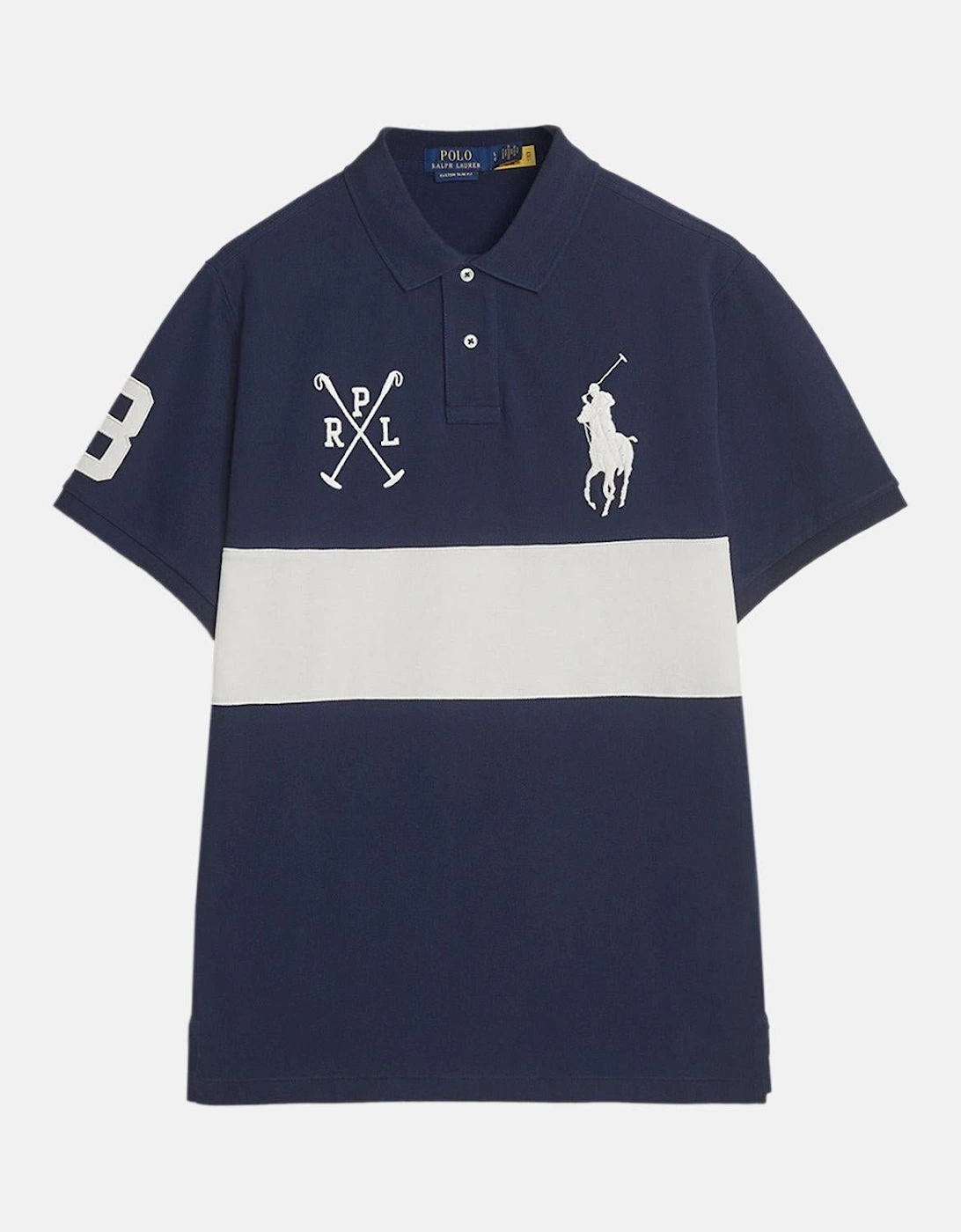 RALPH LAUREN CUSTOM SLIM FIT TEAM COLOURS POLO SHIRT NEWPORT NAVY NEVIS