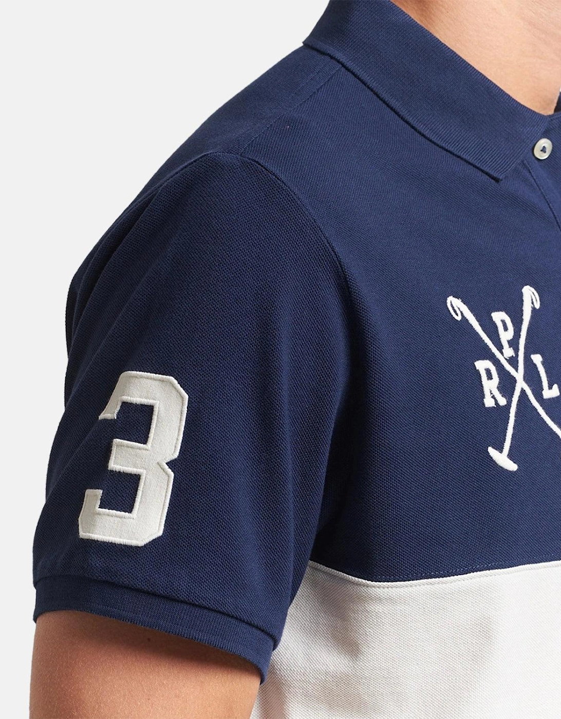 RALPH LAUREN CUSTOM SLIM FIT TEAM COLOURS POLO SHIRT NEWPORT NAVY NEVIS
