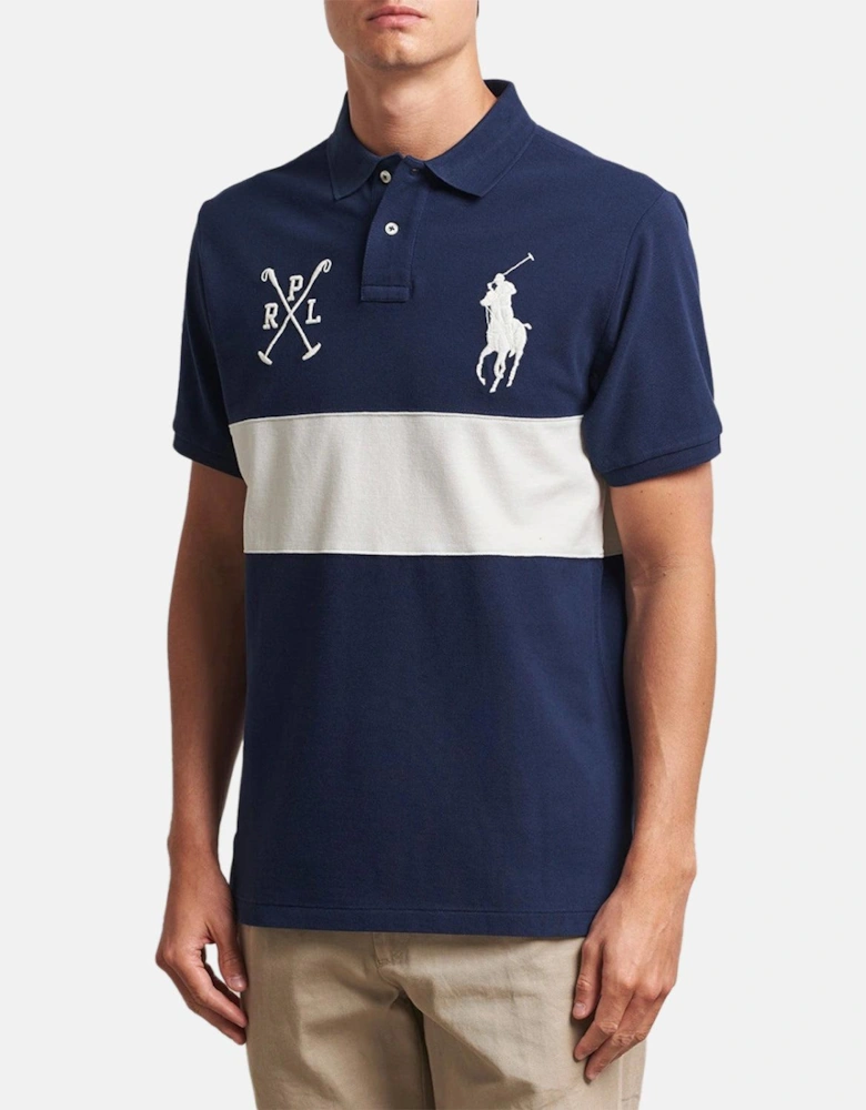 RALPH LAUREN CUSTOM SLIM FIT TEAM COLOURS POLO SHIRT NEWPORT NAVY NEVIS