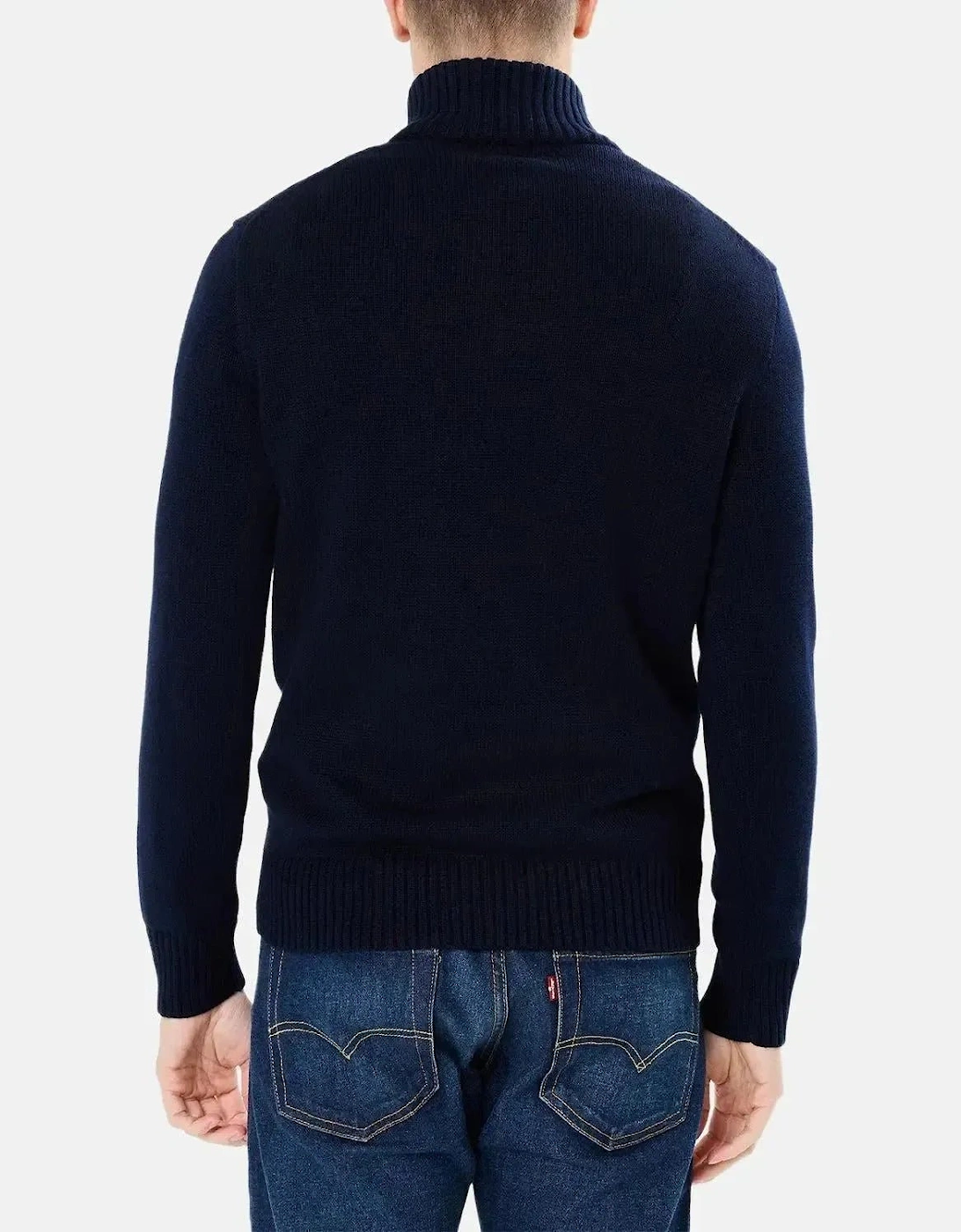 RALPH LAUREN COTTON 1/4 ZIP JUMPER HUNTER NAVY