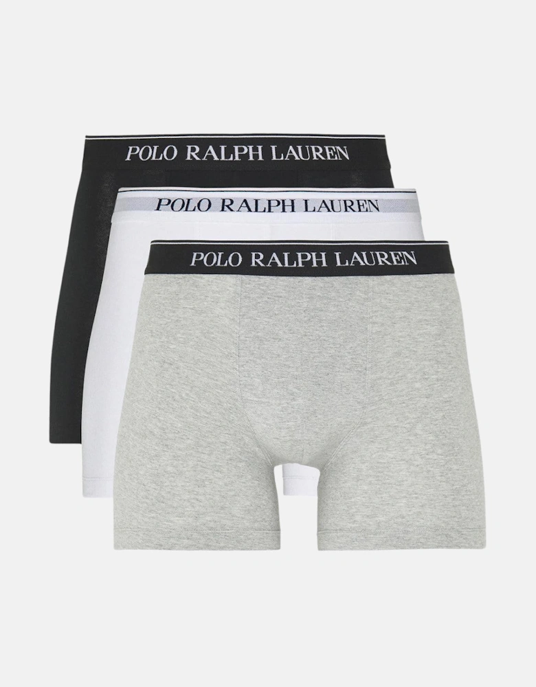 RALPH LAUREN 3 PACK BOXER BRIEF TRUNKS WHITE BLACK GREY