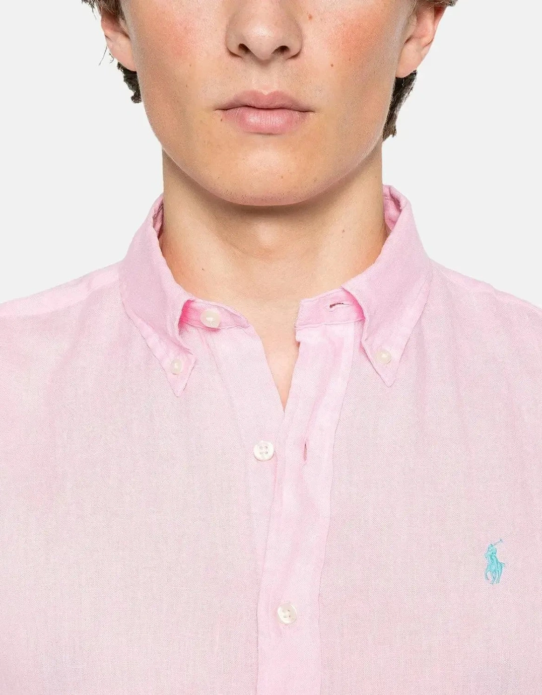 RALPH LAUREN MENS CUSTOM FIT LINEN SHIRT CARMEL PINK
