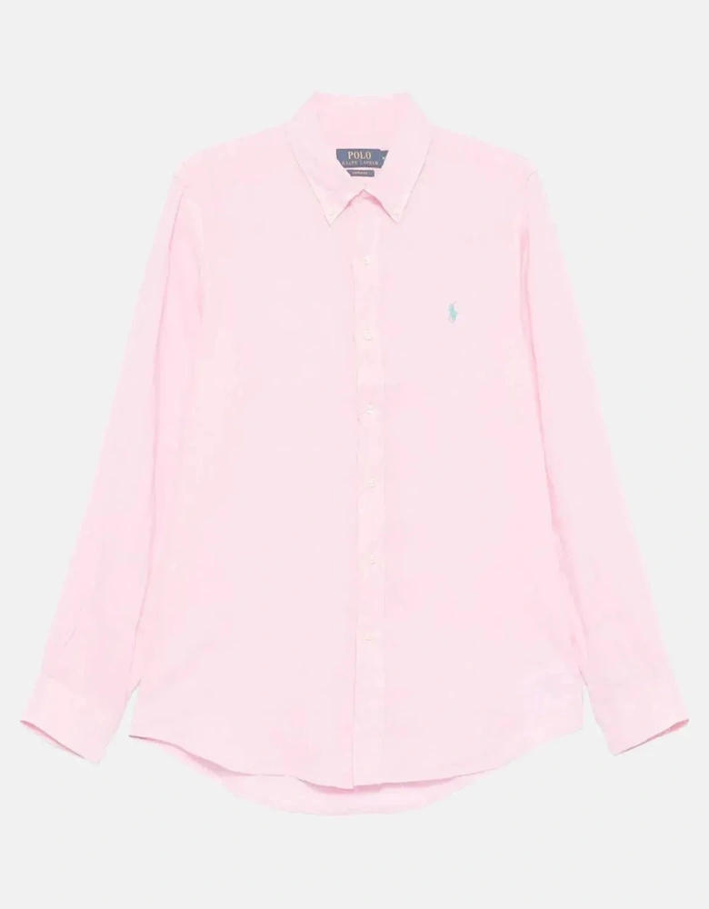 RALPH LAUREN MENS CUSTOM FIT LINEN SHIRT CARMEL PINK