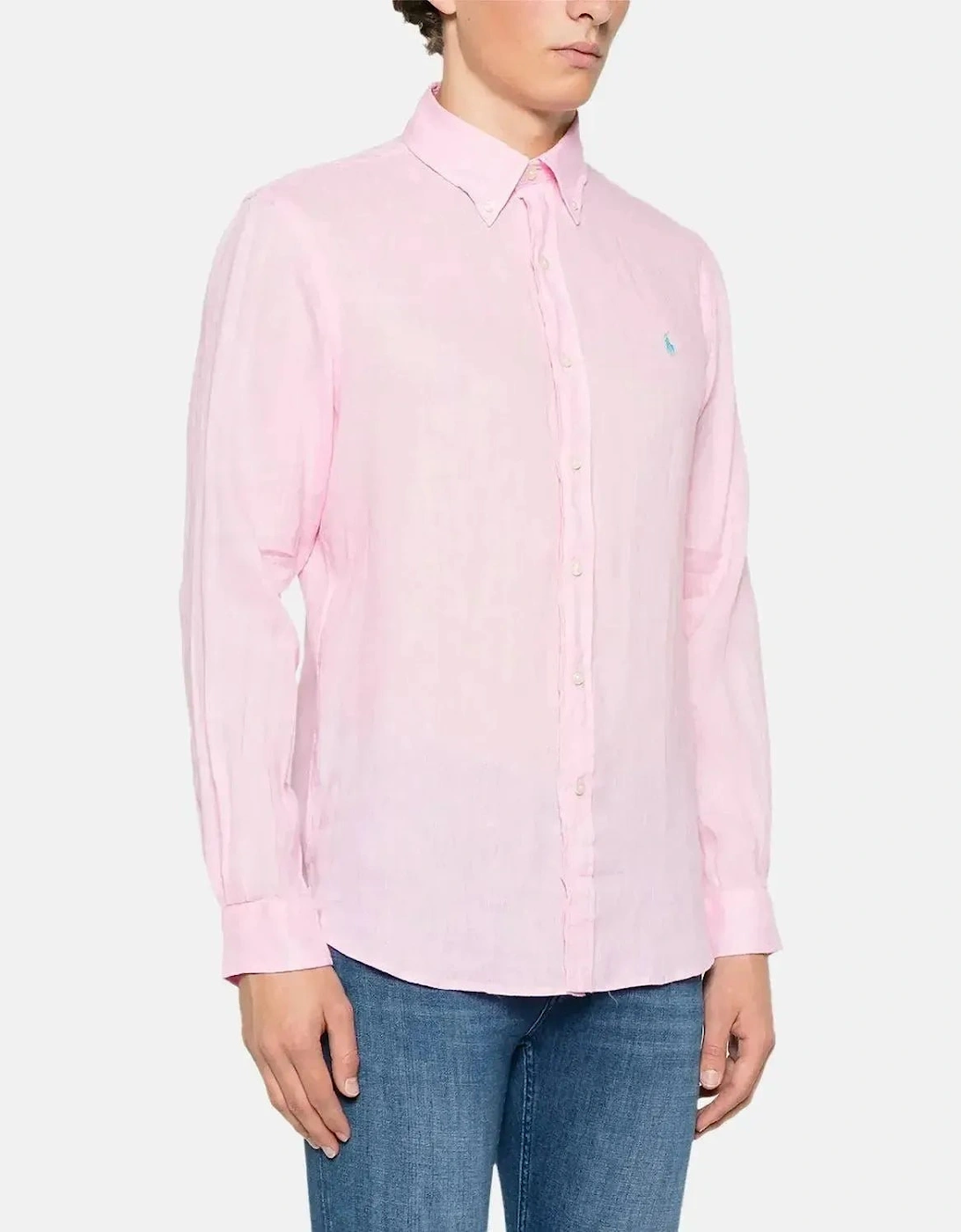 RALPH LAUREN MENS CUSTOM FIT LINEN SHIRT CARMEL PINK