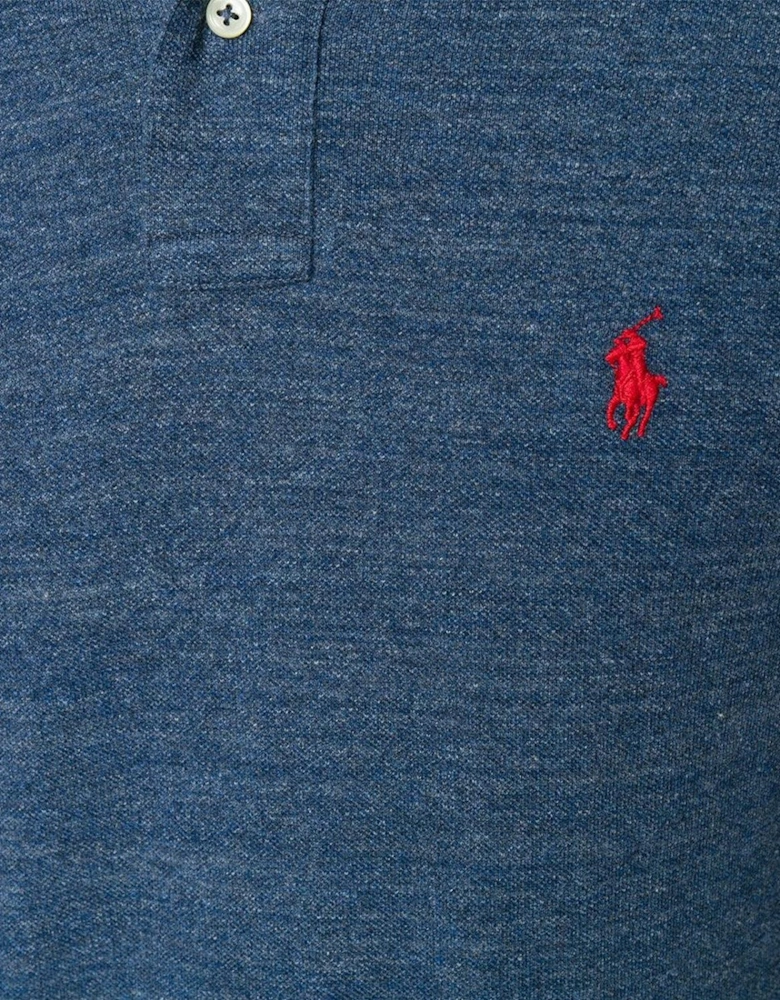 RALPH LAUREN CUSTOM SLIM FIT POLO SHIRT ROYAL HEATHER