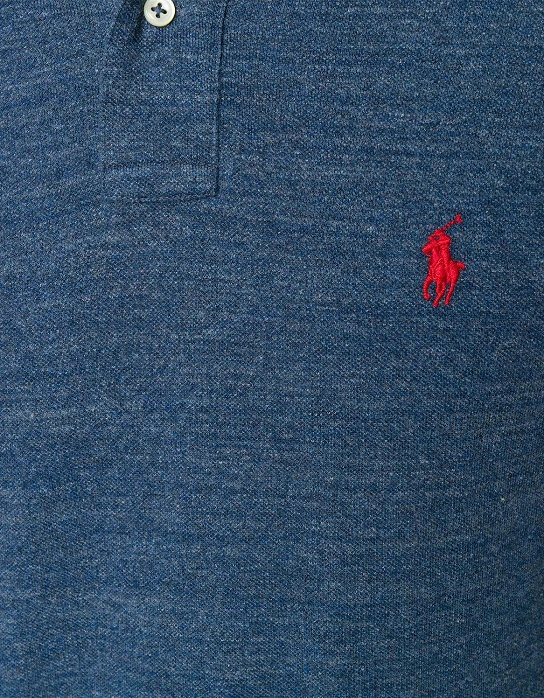 RALPH LAUREN CUSTOM SLIM FIT POLO SHIRT ROYAL HEATHER