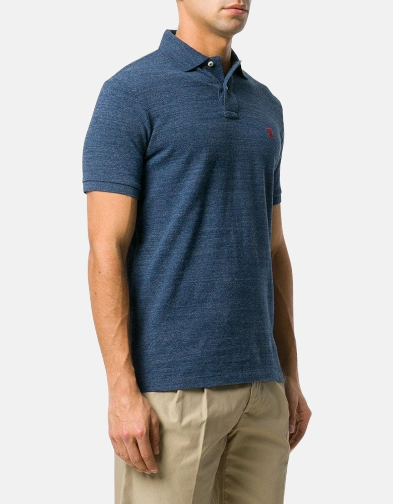 RALPH LAUREN CUSTOM SLIM FIT POLO SHIRT ROYAL HEATHER
