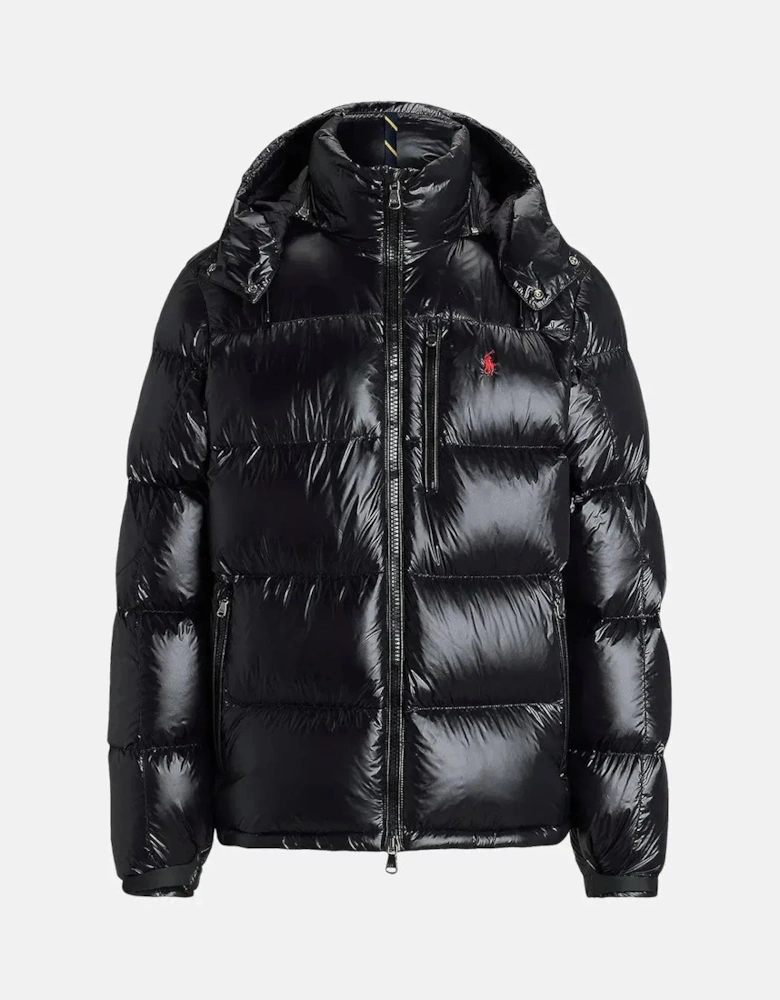 RALPH MENS LAUREN GORHAM GLOSSED DOWN JACKET BLACK GLOSSY