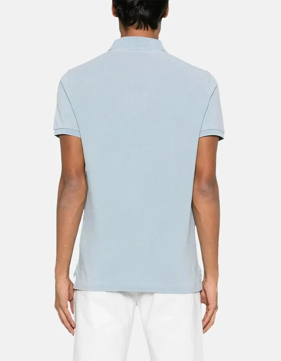 RALPH LAUREN MENS CUSTOM SLIM FIT INDIGO MESH POLO SHIRT LIGHT INDIGO