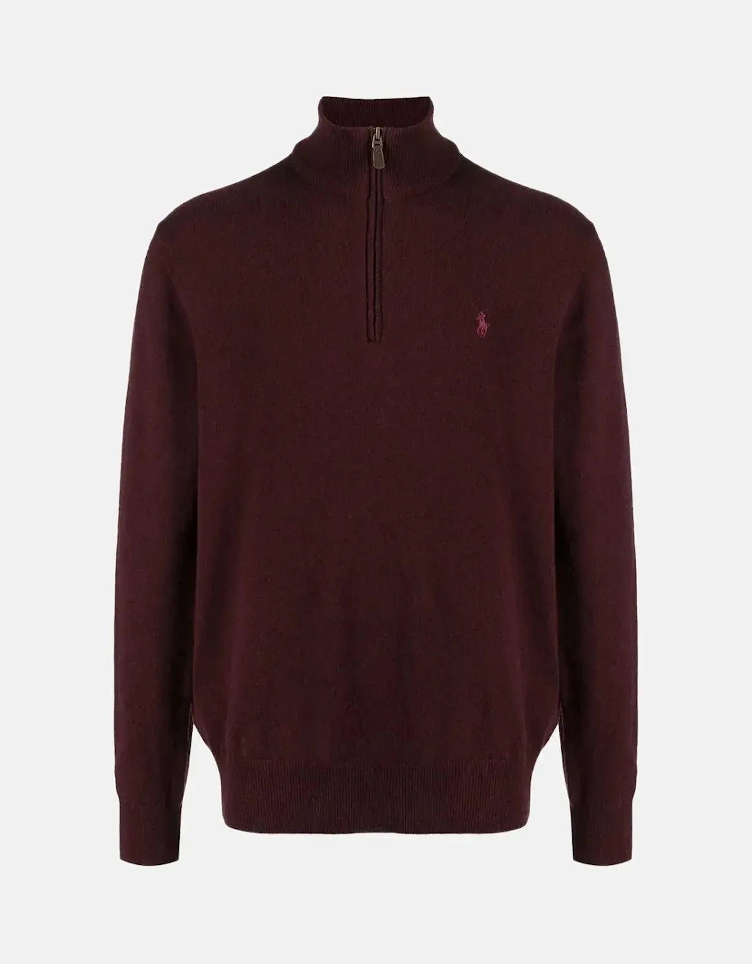 RALPH LAUREN MENS WOOL 1/4 ZIP JUMPER AGED WINE HEATHER, 6 of 5