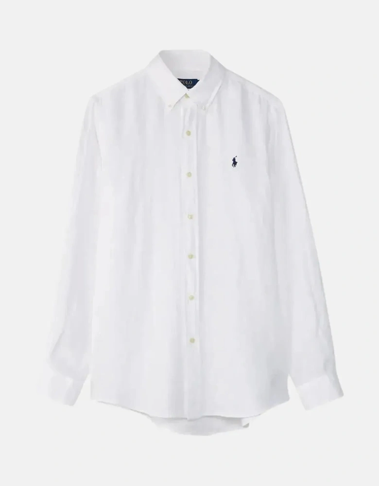 RALPH LAUREN MENS CUSTOM FIT LINEN SHIRT CERAMIC WHITE