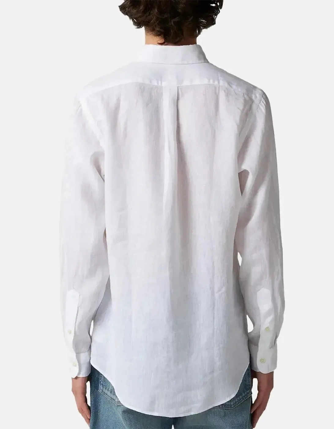 RALPH LAUREN MENS CUSTOM FIT LINEN SHIRT CERAMIC WHITE