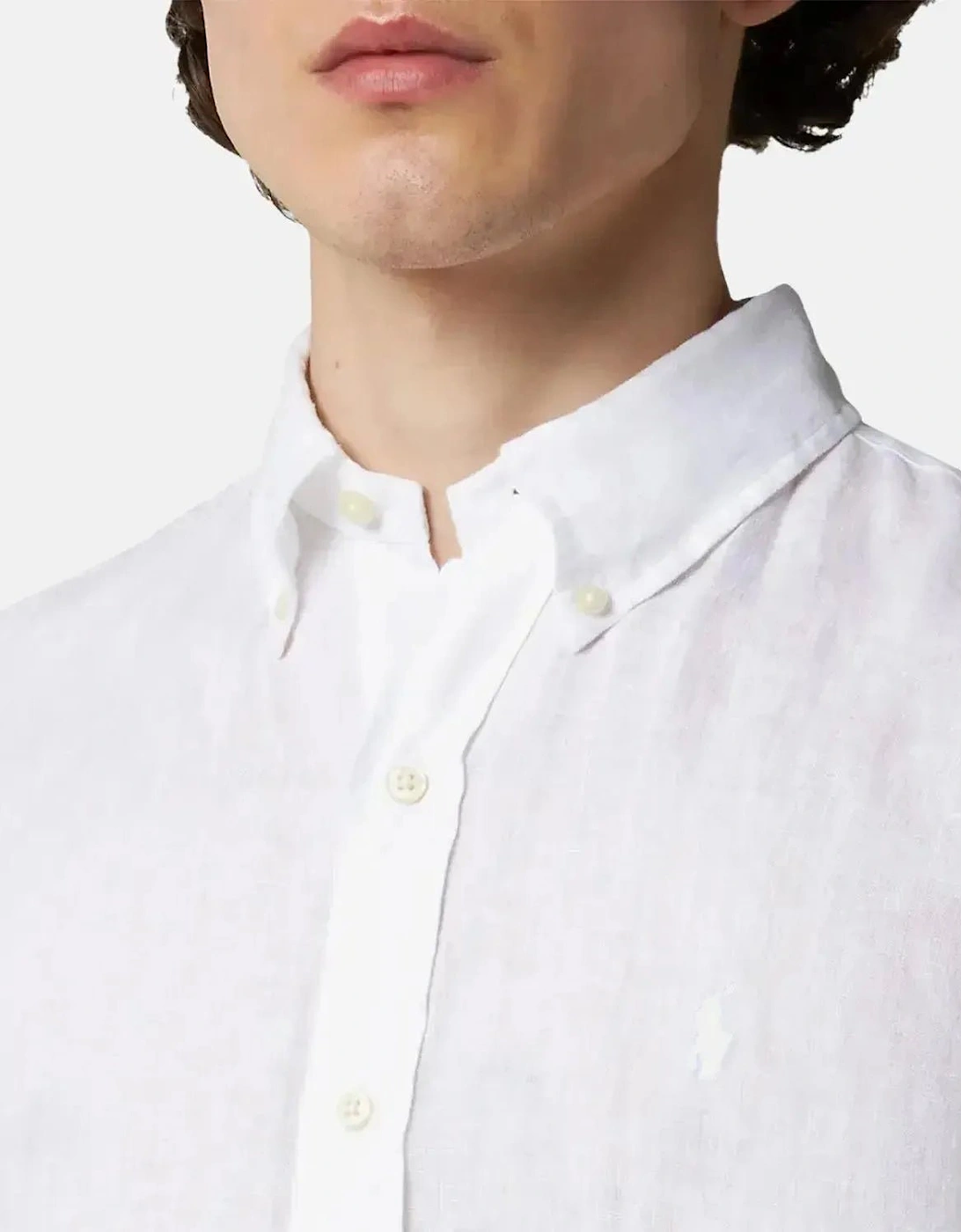 RALPH LAUREN MENS CUSTOM FIT LINEN SHIRT CERAMIC WHITE