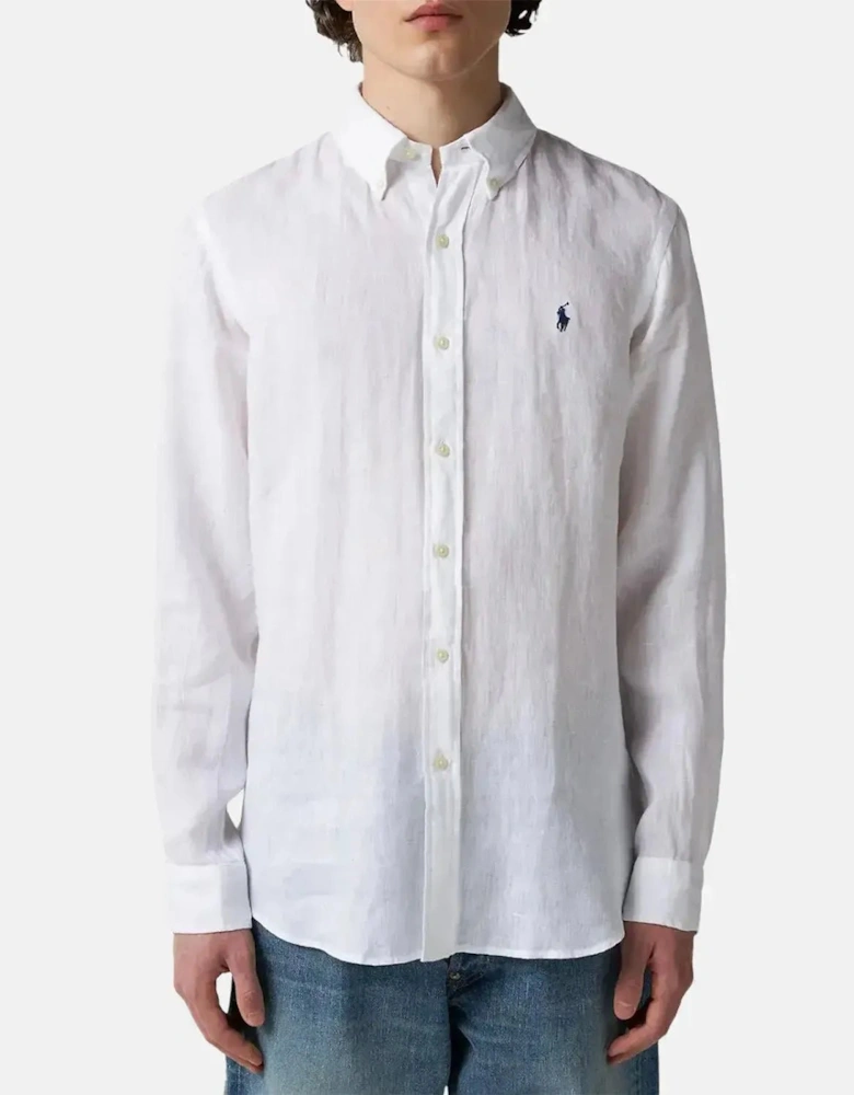 RALPH LAUREN MENS CUSTOM FIT LINEN SHIRT CERAMIC WHITE