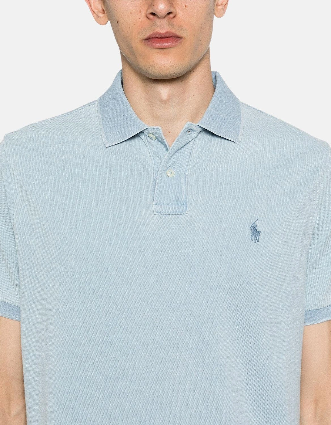 RALPH LAUREN CUSTOM SLIM FIT POLO SHIRT LIGHT INDIGO