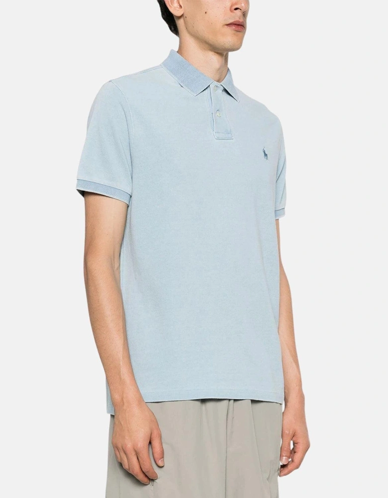 RALPH LAUREN CUSTOM SLIM FIT POLO SHIRT LIGHT INDIGO