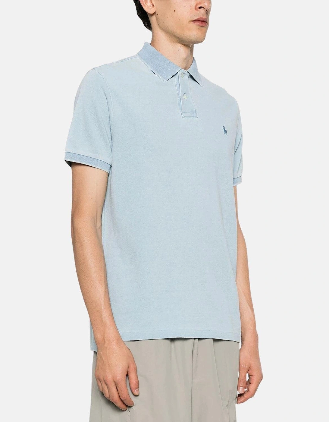 RALPH LAUREN CUSTOM SLIM FIT POLO SHIRT LIGHT INDIGO
