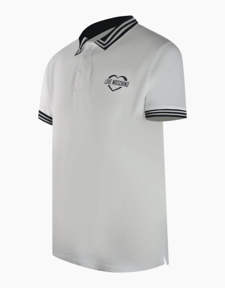 Love Moschino Twin Tipped Collar Polo Shirt in White