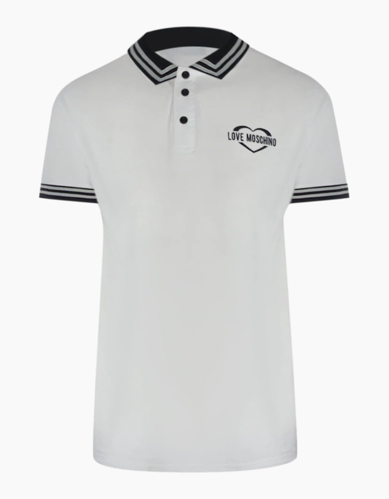 Love Moschino Twin Tipped Collar Polo Shirt in White