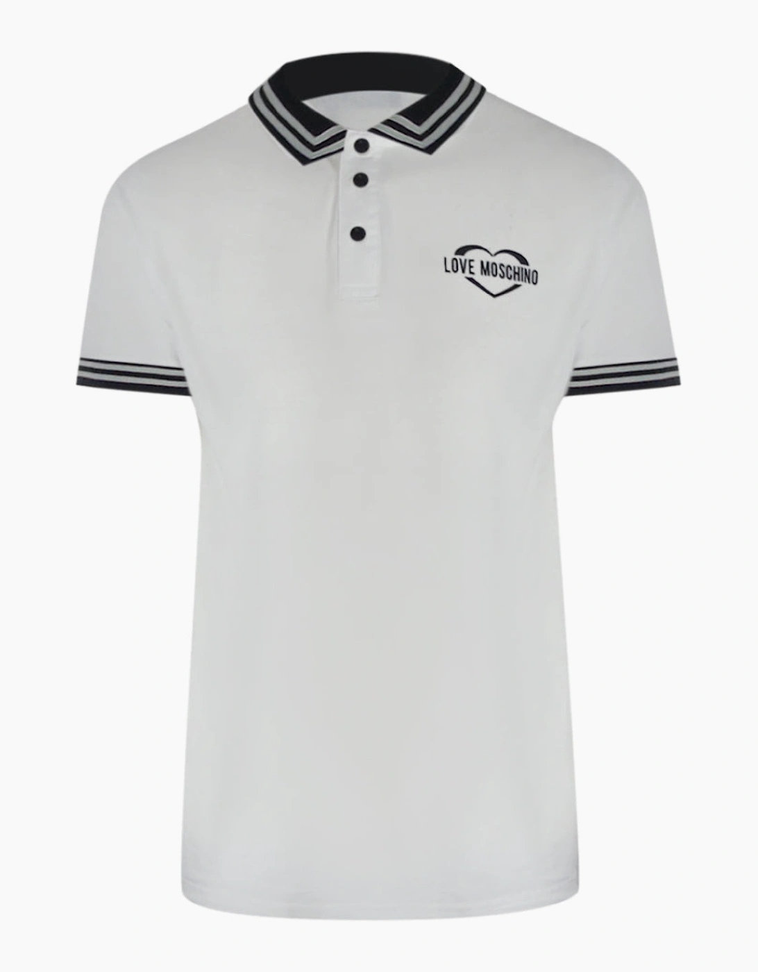 Love Moschino Twin Tipped Collar Polo Shirt in White