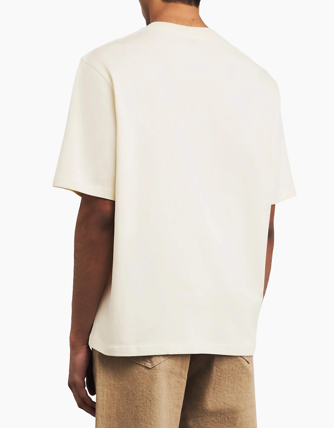 Ami Paris Ami De Coeur Zig Zag Logo T-Shirt in Beige