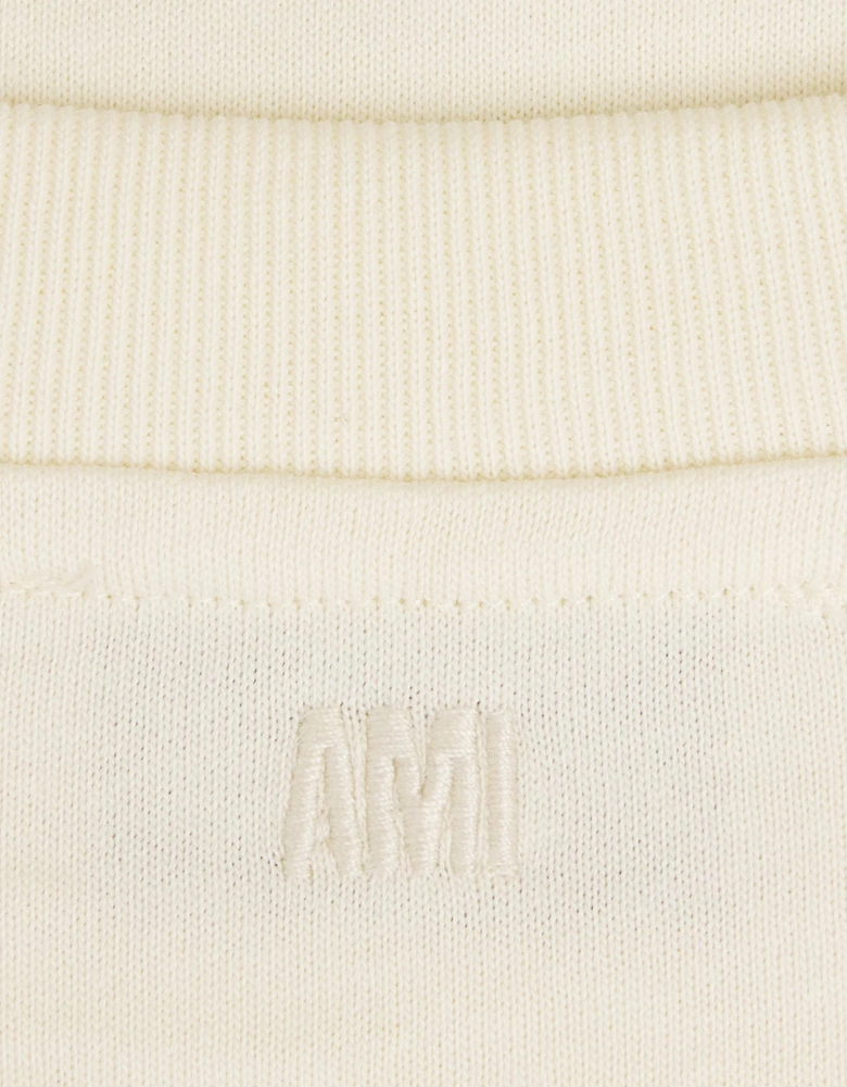 Ami Paris Ami De Coeur Zig Zag Logo T-Shirt in Beige