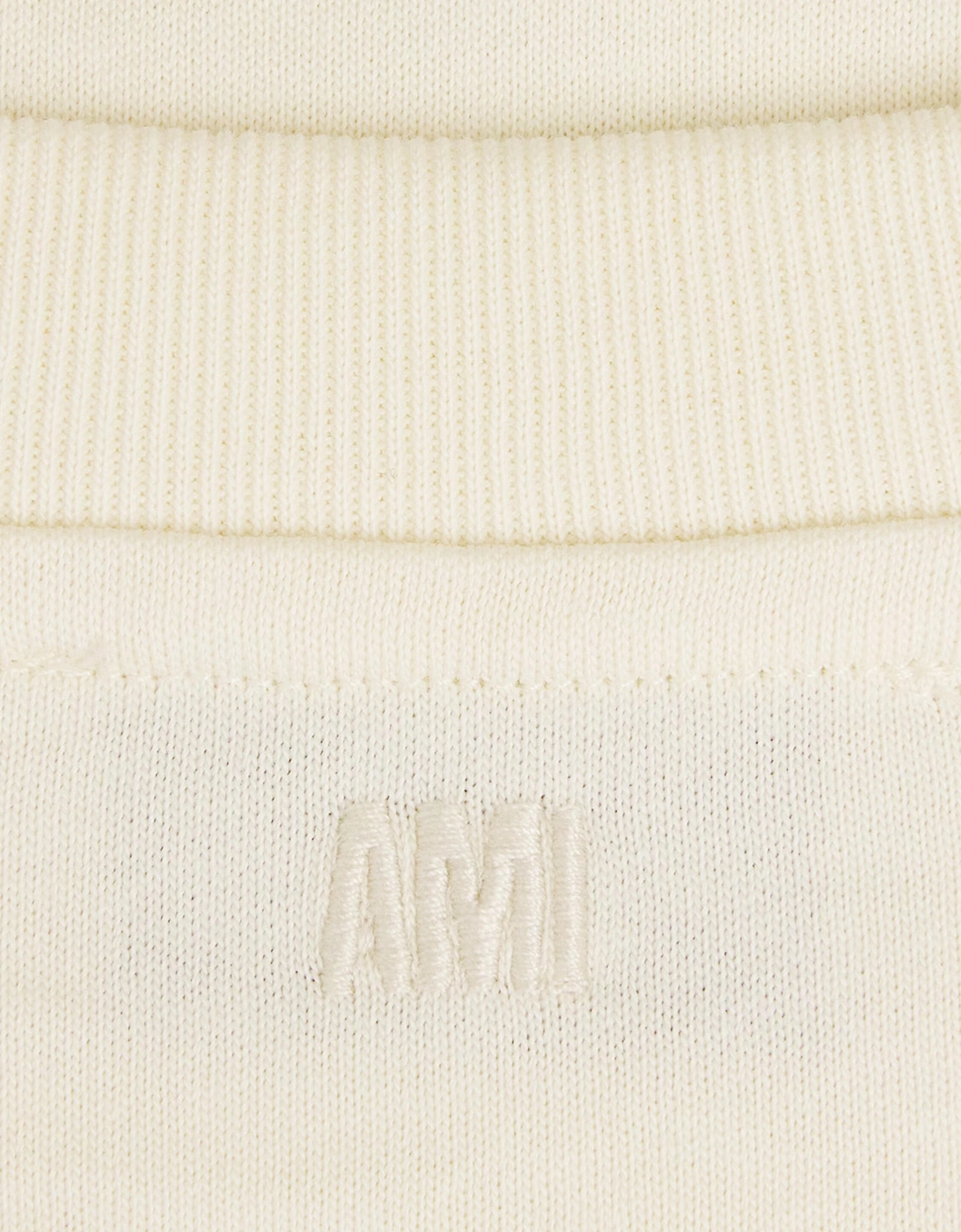 Ami Paris Ami De Coeur Zig Zag Logo T-Shirt in Beige