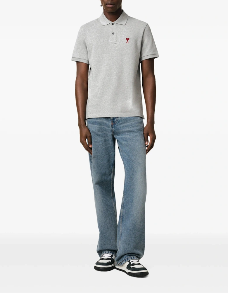 Ami Paris Ami De Coeur Polo Shirt in Grey
