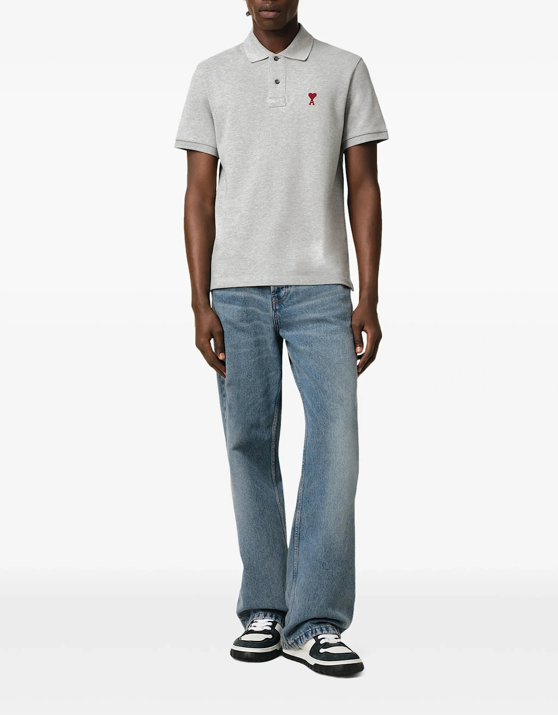 Ami Paris Ami De Coeur Polo Shirt in Grey