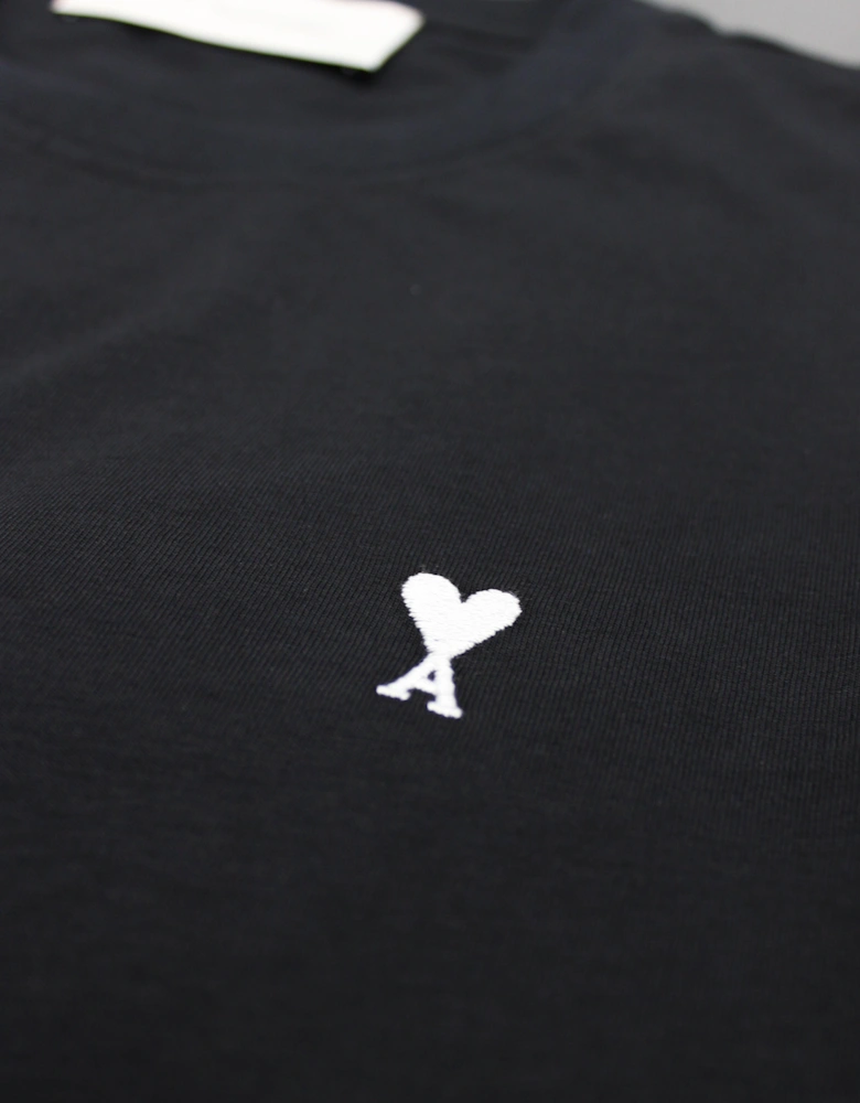 Ami Paris Ami de Couer White Logo T-Shirt in Black