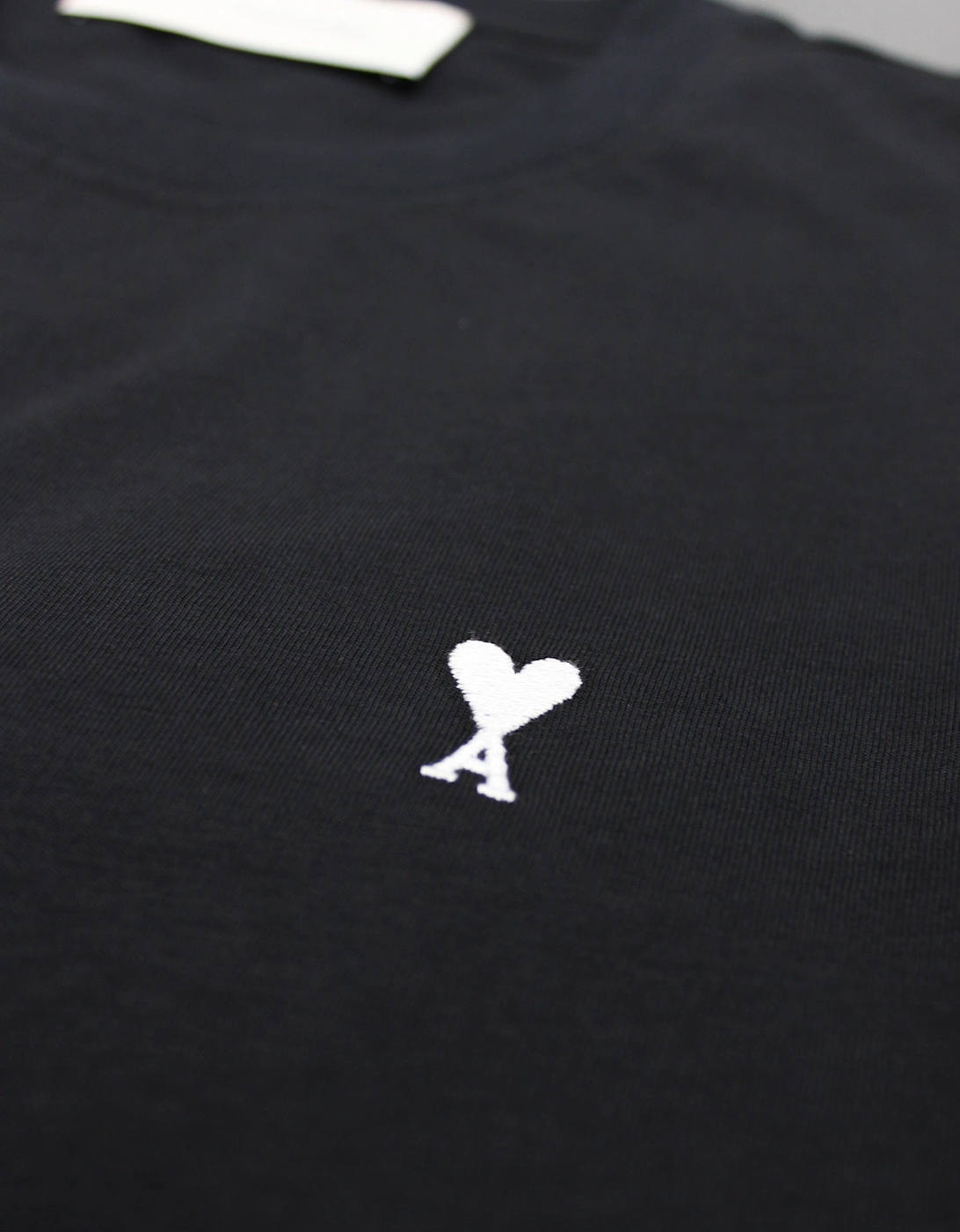 Ami Paris Ami de Couer White Logo T-Shirt in Black