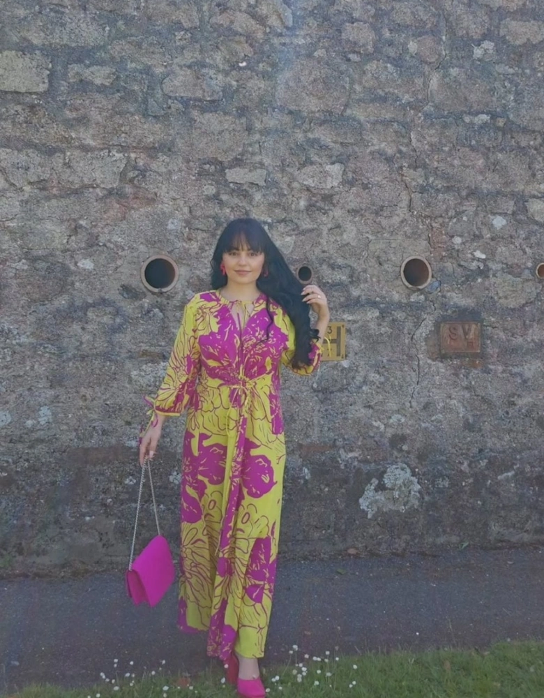 Yellow Silk Blend Sienna Maxi Kimono Dress