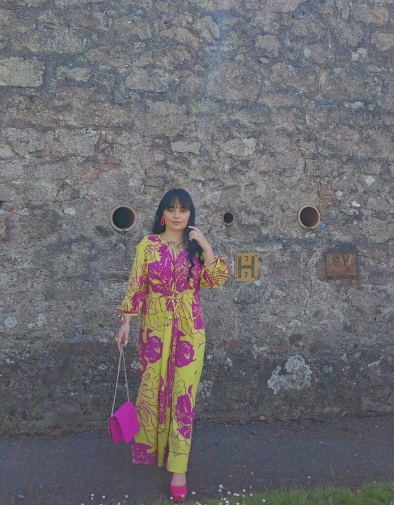 Yellow Silk Blend Sienna Maxi Kimono Dress