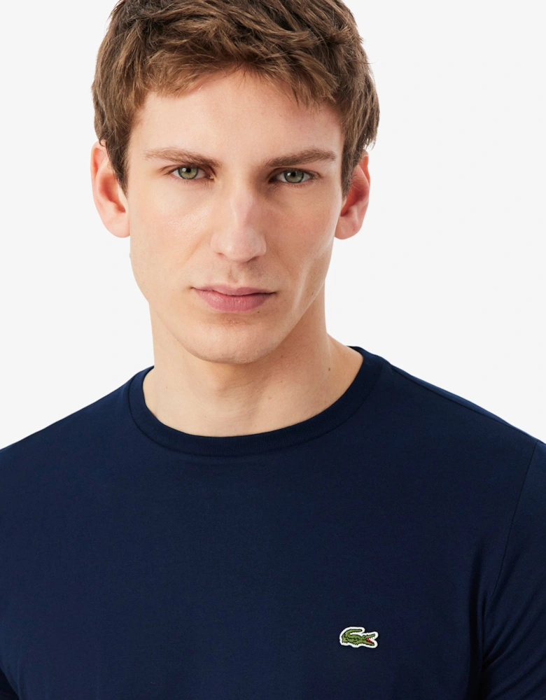 Lacoste Mens Crew Neck Pima Cotton Jersey T-Shirt - Navy Blue 166
