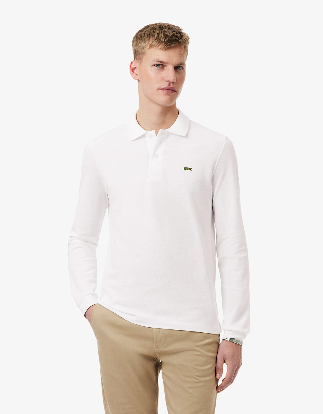 Lacoste Original L.12.12 Mens Long Sleeve Cotton Polo Shirt - White 001
