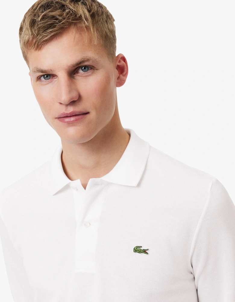 Lacoste Original L.12.12 Mens Long Sleeve Cotton Polo Shirt - White 001