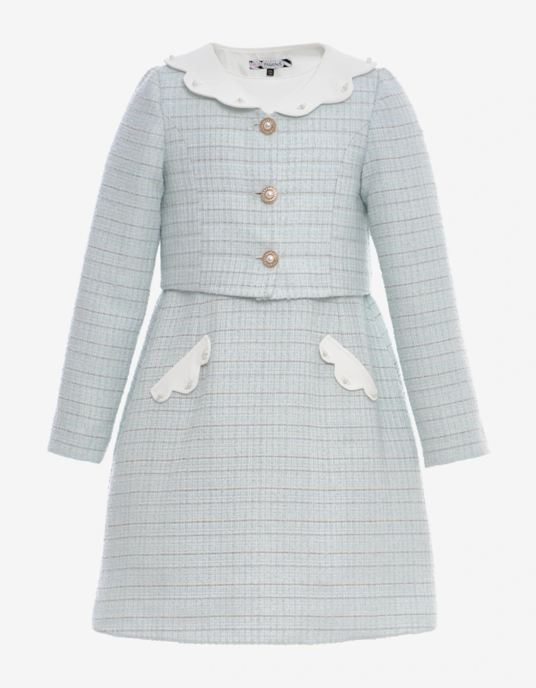 FLOREL Girls Jacket and Dress Set in Blue