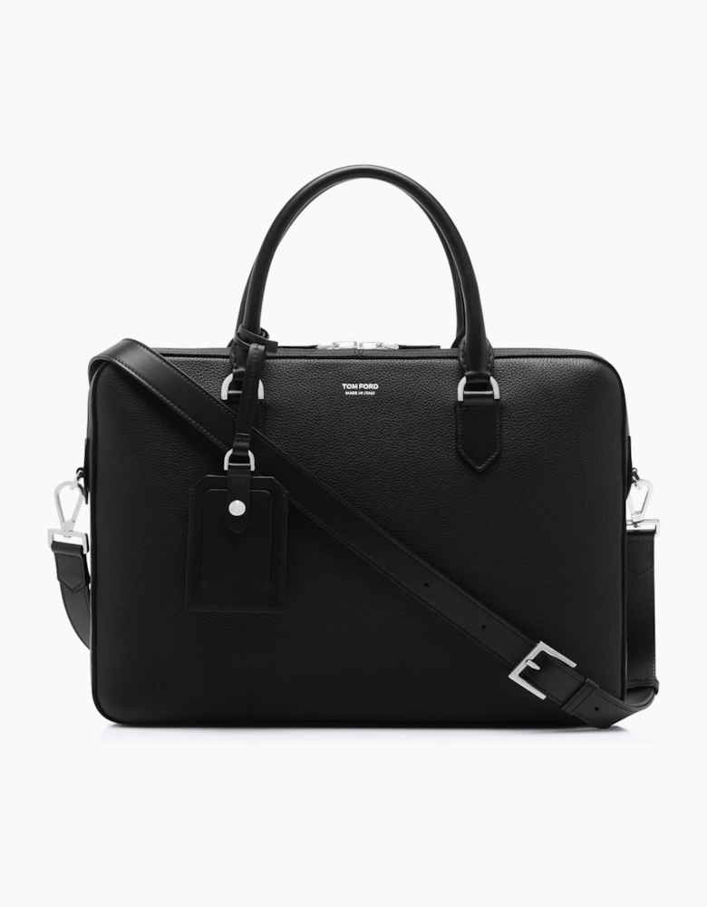 Soft Grain Leather Elliot Briefcase Black