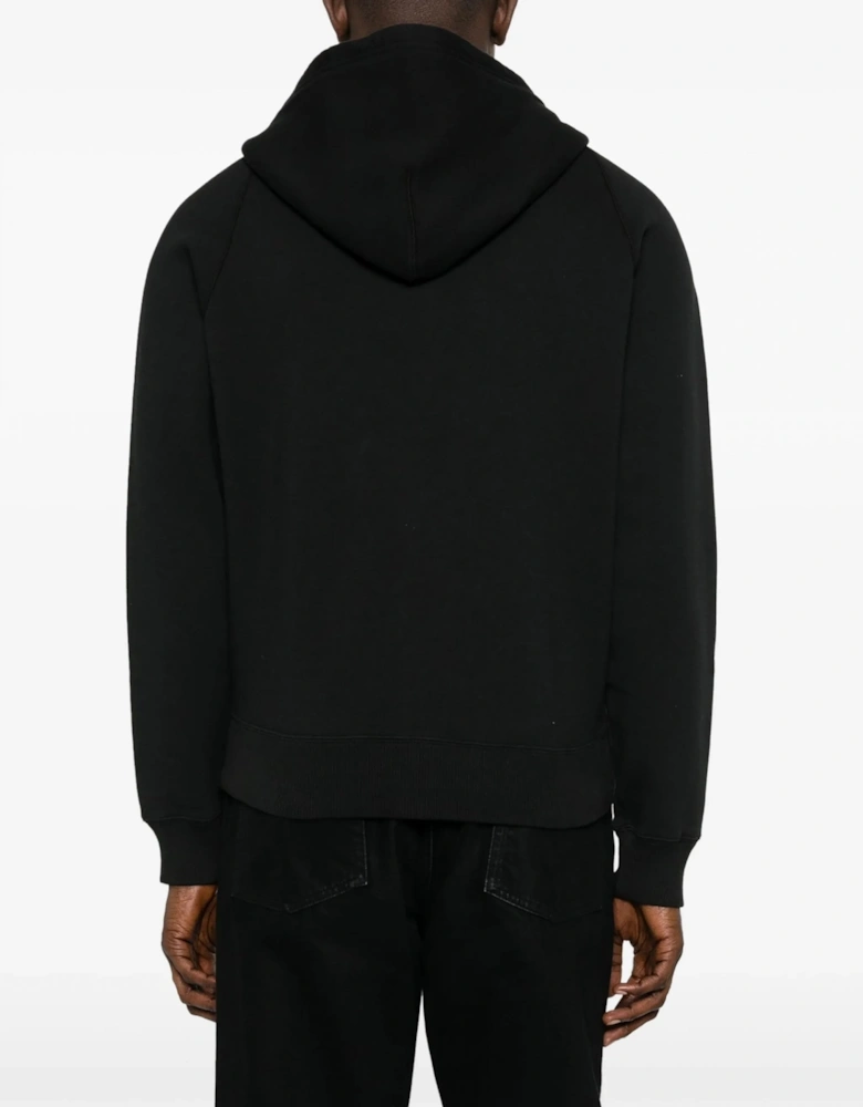 Cotton Zip Hooded Top Black