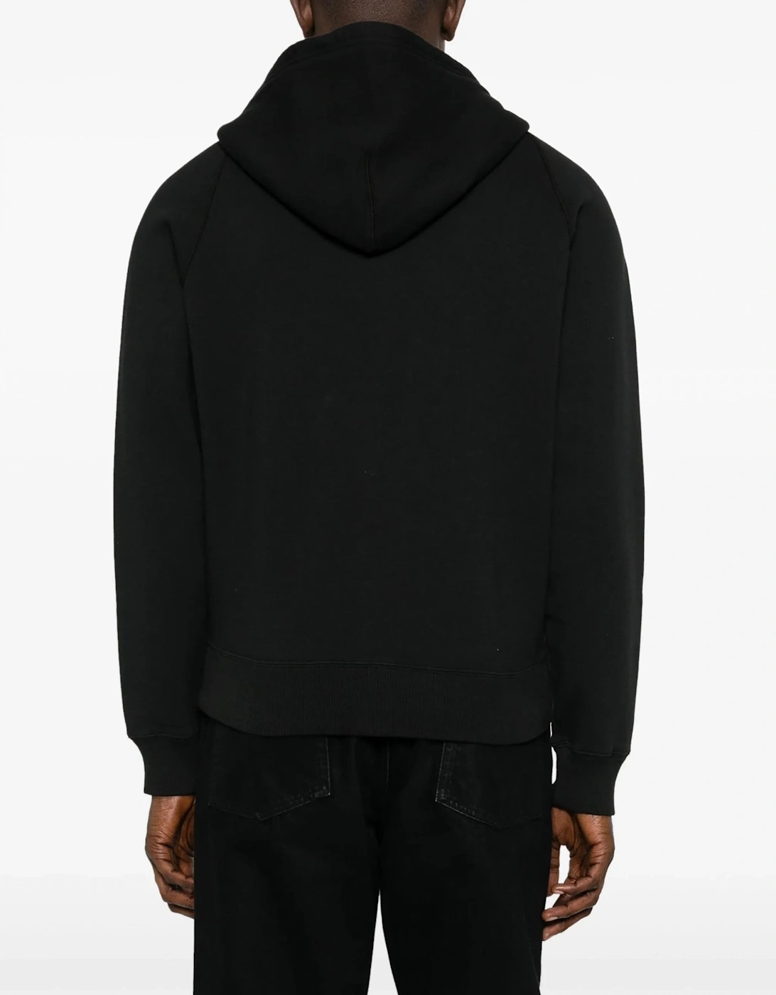 Cotton Zip Hooded Top Black