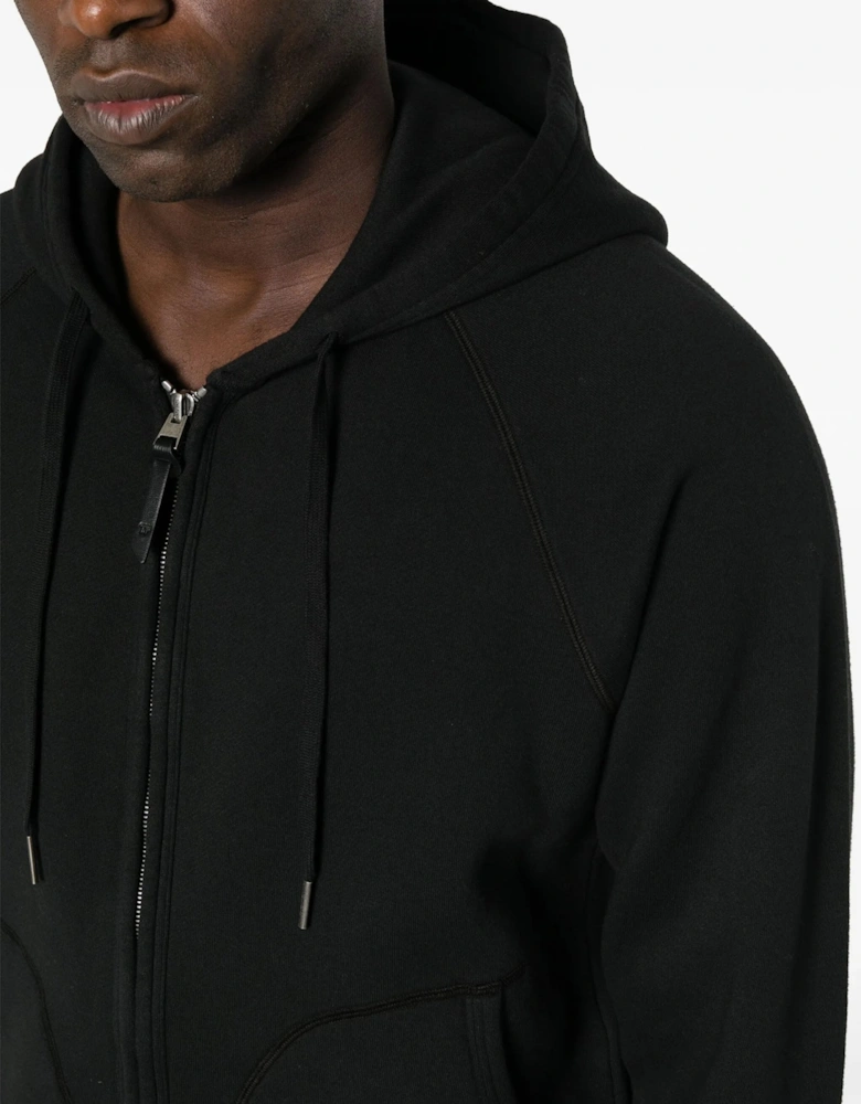 Cotton Zip Hooded Top Black