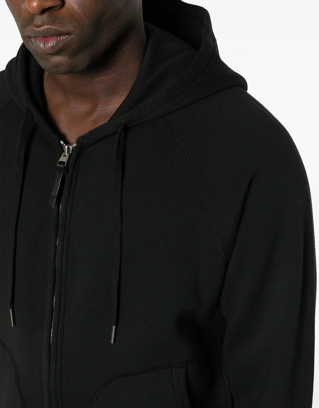 Cotton Zip Hooded Top Black
