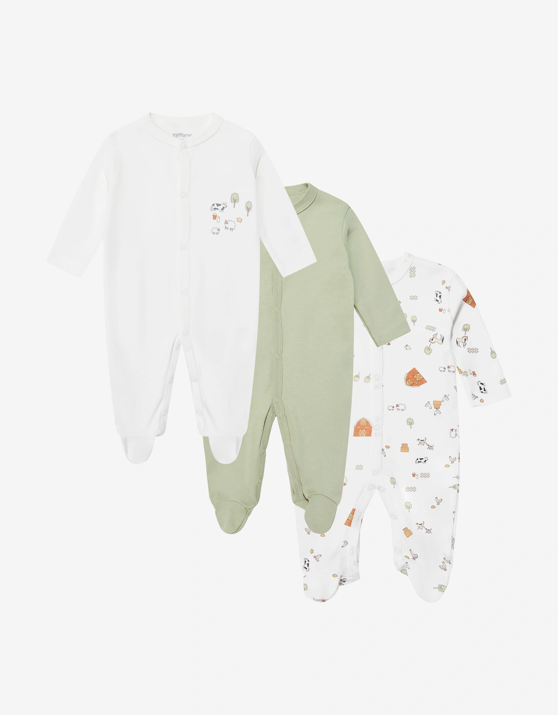 Tiffany Baby Farm Village 3 Piece Babygrow Set in Ivory, 7 of 6