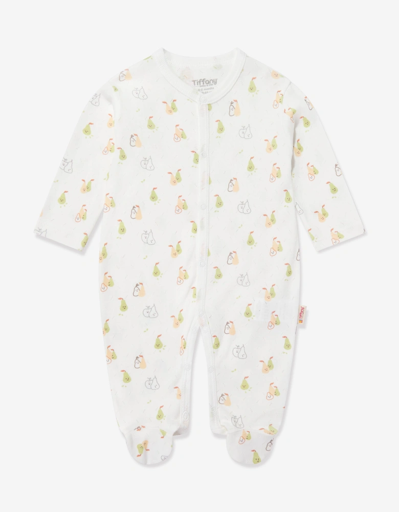 Tiffany Baby Pear Print Babygrow in Ivory