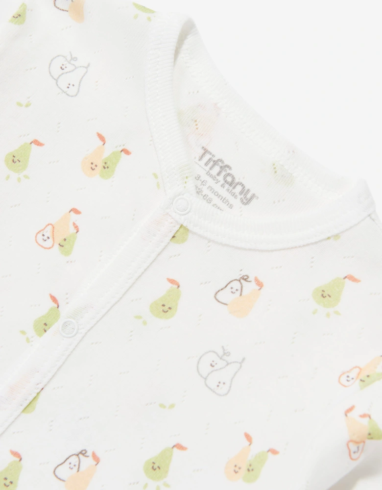 Tiffany Baby Pear Print Babygrow in Ivory